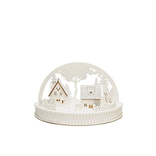 KONSTSMIDE LED Holzsilhouette 3280-210 - Huis met dieren - Warmwit - Wit
