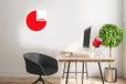 Homemania Slice wandklok, rond, voor woonkamer, keuken, kantoor, rood, wit, zwart, metaal, 40 x 0,15 x 40 cm