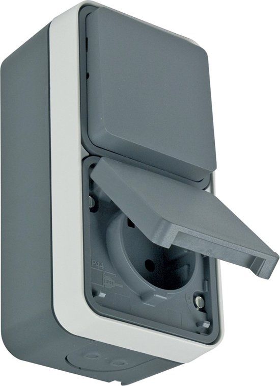 Hager Berker W1 type 47803515 AP-combinatie spatwaterdicht IP55 GRIJS