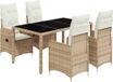 vidaXL Bistroset van 5 delen met kussens, polyrotan, beige