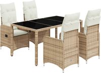 vidaXL Bistroset van 5 delen met kussens, polyrotan, beige