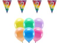 Boland Party 2e jaar verjaardag feestartikelen versiering - 100x ballonnen/2x leeftijd vlaggetjes