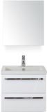 BES LED Seville Badmeubelset 60 cm - Wit Hoogglans - Keramische Wastafel Wit Djazz met Spiegelkast