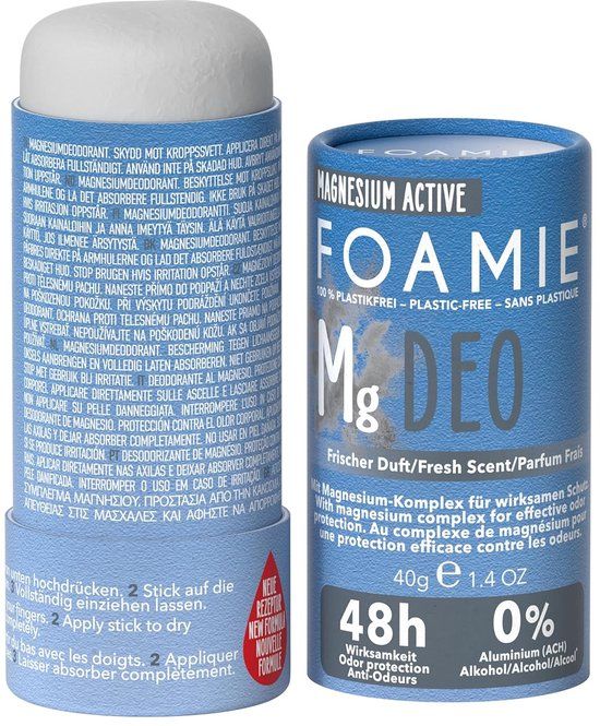 Foamie Deodorant Stick voor Mannen Refresh – 48u Bescherming – Zonder Aluminium – Vegan & Plasticvrij – 40 g