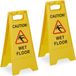 Relaxdays waarschuwingsbord, set van 2, inklapbaar, met tekst aan twee kanten, kunststof, caution wet floor bord, geel