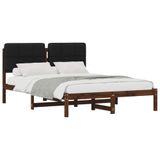 vidaXL Bedframe met gestoffeerd hoofdbord Donkerbruin en Zwart