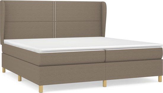 vidaXL Boxspring met matras stof taupe 200x200 cm