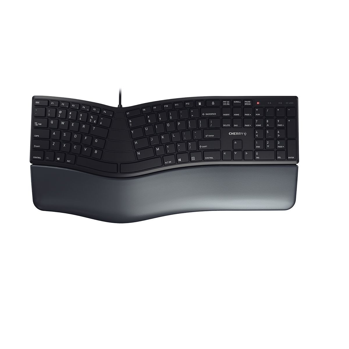 CHERRY KC 4500 ERGO - Ergonomic USB Keyboard - US English - Black