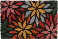 Merkloos Relaxdays Deurmat Bloemen - 60 x 40 cm - Kokos - Antislip - Binnen/Buiten