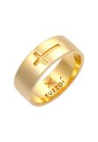KUZZOI - Ring - Heren Bandring Cross Geoxideerde Trend in 925 Sterling Zilver - Heren