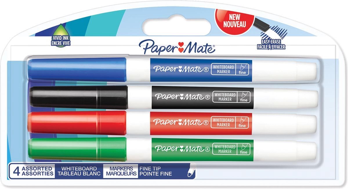 Paper Mate PAPER MATE Whiteboard markeer stift S/B/R/G 4de F Blister