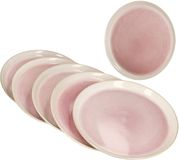 MamboCat Set van 6 REACTIVE GLAZE PARIS crème & roze steengoed dinerborden