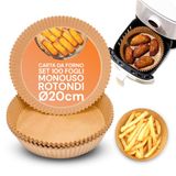 Avilia 50 stuks bakpapier voor luchtfriteuse, bakplaat voor luchtfriteuse, bakpapier voor airfryer, met antiaanbaklaag (rond - 20 cm)