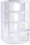 Plasticforte Ladeblokje/bureau organizer met 4x lades - transparant/wit - L18 x B25 x H33 cm