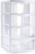 Plasticforte Ladeblokje/bureau organizer met 4x lades - transparant/wit - L18 x B25 x H33 cm