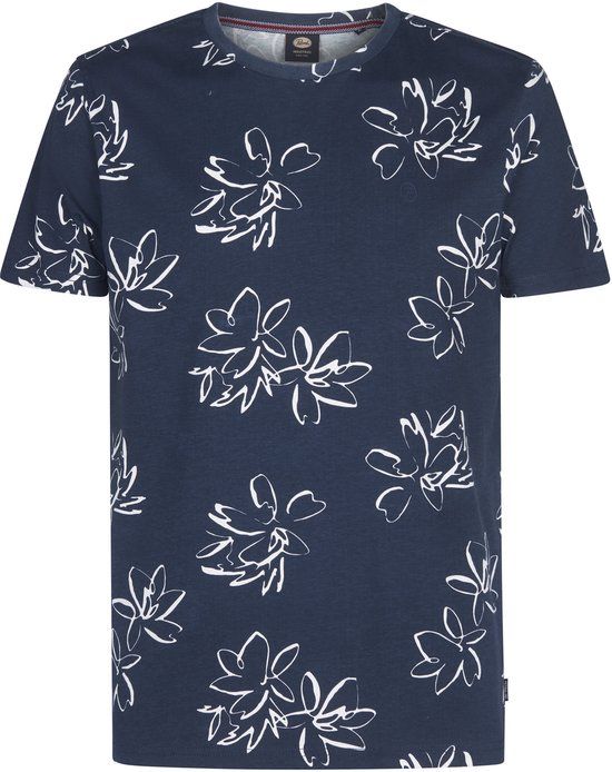 Petrol Industries Heren T-shirt met all-over print Grafito - Blauw - Maat XXXL