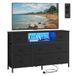 SONGMICS Commode met 8 Lades, TV-meubel, LED-verlichting, stopcontacten | Open vak, stalen frame, 113,8 x 30 x 68,1 cm, voor slaapkamer, inktzwart, BELLAH Collectie LGS433BH02