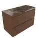 Saniclass Ensemble de meubles de salle de bain - 120x45x63cm - Plateau en pierre naturelle Noche dark emperador - sans robinetterie - 2 tiroirs - noyer mat pur (bois) SW1420809/SW1242391