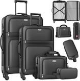 Kesser Kofferset 4-delig Trolley - Reiskoffer met Wielen - Softcase Polyester - Antraciet
