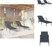 vidaXL Lit de jardin 2 pcs avec table poly rotin gris