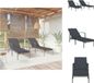 vidaXL Lit de jardin 2 pcs avec table poly rotin gris