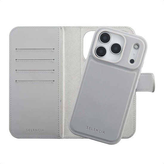 Selencia Olyn Bookcase Geschikt voor Apple iPhone 17 Pro - Grijs
