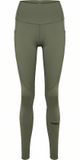 Hummel Dameslegging Hmlhiit Intensity Hoge Taille Katoen 50% Deep Lichen Green Effen S