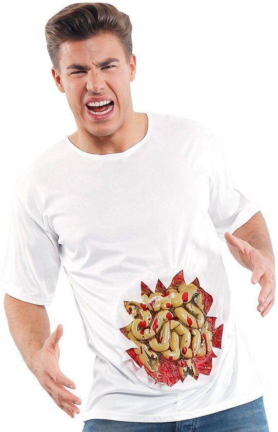 Widmann Zombie Kostuum T-Shirt Met 3d Ingewanden Man XL Carnaval kostuum Verkleedkleding
