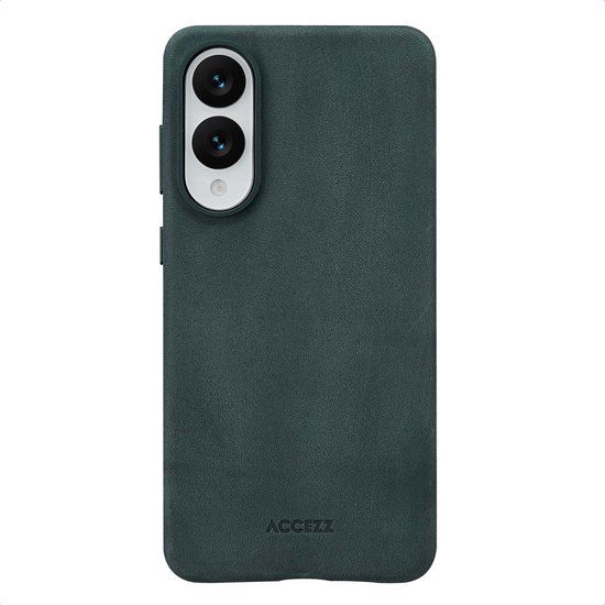 Accezz Vintage Leather Backcover met Magnetische Ring voor Samsung Galaxy S25 Edge - Smokey Green
