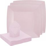 Santex feest/verjaardag servies set - 20x bordjes/20x servetten - lichtroze - karton