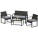 Coast Jardin set voor 4 personen – Glazen tafel, 2-zitsbank, 2 fauteuils – Grijs