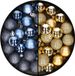 Merkloos / Sans marque Billiet - Vanlaere 40x stuks kleine kunststof kerstballen donkerblauw en goud 3 cm