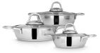 Set de poêles à œufs, 6 pièces, acier inoxydable, 5/6/7 pouces, avec couvercle