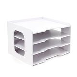 SONGWAY Scrapbook Paper Organizer 12x12-4 Tier File Organizer voor Bureau, Scrapbook Papieropslag, Papierhouder, 12x12 Stapelbare Papierladen, Desktop Papier Opslag Organizer Kubus voor Thuiskantoor