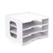 SONGWAY Scrapbook Paper Organizer 12x12-4 Tier File Organizer voor Bureau, Scrapbook Papieropslag, Papierhouder, 12x12 Stapelbare Papierladen, Desktop Papier Opslag Organizer Kubus voor Thuiskantoor