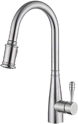 Ibergrif kitchen tap with removable remote, sink mixer with two jets, polished nickel, gray