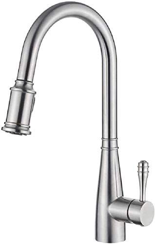 Ibergrif Kitchen Tap with Removable Remote, Sink Mixer with Two Jets, Polished Nickel, Gray