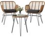 Ensemble de meubles d'extérieur en rotin - Set bistrot composé de 3 pièces - Pour 2 personnes - Avec coussins - Adapté pour balcon, jardin et terrasse - Marron