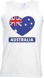 Bellatio Decorations Australie singlet shirt/ tanktop met Australische vlag in hart wit heren M