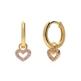 Lucardi Kinder Zilveren goldplated oorring kinderen hart roze