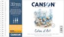Canson Coton D'Art Aquarelpapier, fijnkorrelig, 300 g/m², spiraalblok aan de korte zijde, 13,5 x 21 cm, natuurwit, 12 vellen