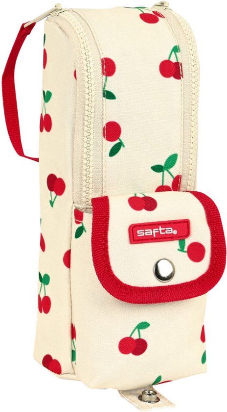 Safta Cherry Beige School Pencil Case (6 x 21 x 6 cm)