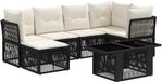 vidaXL Banc de jardin - Set - 7 - pièces - Noir - poly - rotin