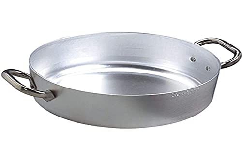 Pentole Agnelli ALMA10660 Professionele aluminium pannen 3 mm, lage braadpan met 2 handgrepen, 60 l