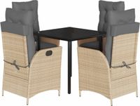vidaXL 5-delige tuinset met kussens, beige, polyrotan