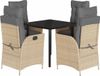 vidaXL 5-delige tuinset met kussens, beige, polyrotan