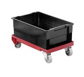 Durable 1809693180 Rollager rood met 4 wielen voor het vervoer van zware/stapelbare kisten, 400 x 60 x 600 mm