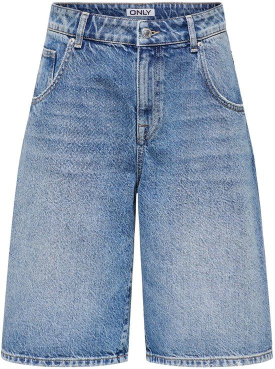ONLY ONLMATE Mid waist Baggy fit Denim shorts - Medium Blue Denim - S