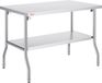 VEVOR Table de travail commerciale, 1220 x 762 mm, Table de préparation commerciale pliable, Table pliable à double plateau, Fabriqué en acier inoxydable résistant à la rouille, Table de cuisine avec une capacité de charge de 350 kg, Îlot de cuisine argenté
