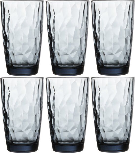 Bormioli Rocco Diamond Longdrinkglazen - 47 cl - Blauw - Set van 6